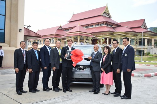 The official handover ceremony of a new car by Nissan Motor (Thailand)